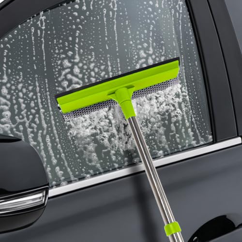 Retractable Stainless Steel Window Squeegee & Shower Glass Cleaner - 2-in-1 Car & Home Glass Tool