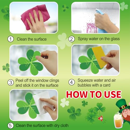 St. Patrick's Day Shamrock Window Clings - 118 Pcs Decor