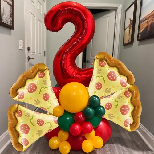 23-Inch Pizza Slice Foil Balloons - Set of 6 for Parties