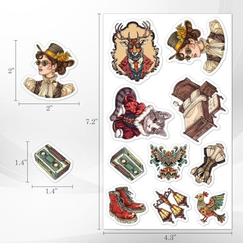 50 Pcs Vintage Waterproof Stickers for Water Bottles & Laptops