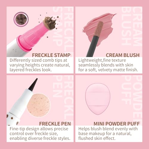 QIUFSSE Faux Freckle Stamp and Liquid Blush Pen Set