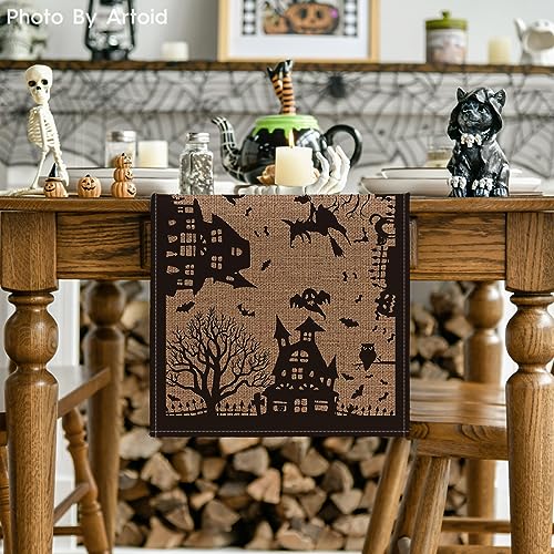 Halloween Table Runner 13x90 Inch Black Brown Polyester Home Party Decor