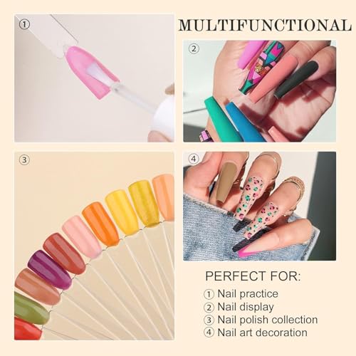 Nail Color Swatch Sticks 50PCS Clear Fan Display Tips With Ring
