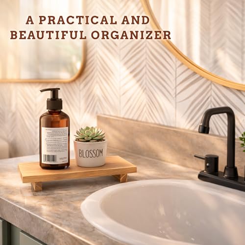 ORNAROVI Brown Wooden Bathroom Pedestal Stand - Small Farmhouse Soap Tray