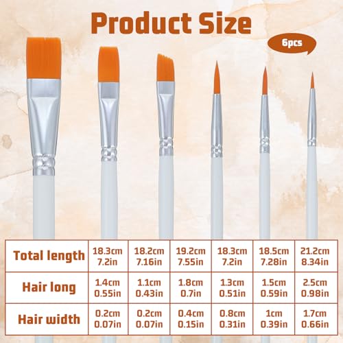 6-Piece Food-Safe Cake Painting Brushes Set for Decorating