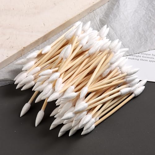 Pointed Tip Cotton Swabs with Wood Sticks 200pcs Precision Makeup and Nail Polish Corrector Buds