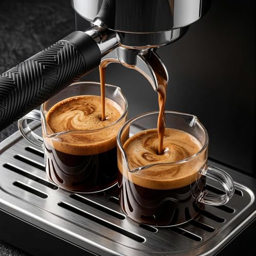 Farielyn-X 5oz Double Spout Espresso Cups Set of 2 - Clear Glass Coffee & Dessert Cups
