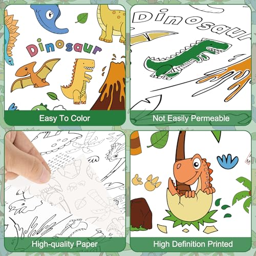 Litmitfu Giant Dinosaur Coloring Tablecloth, Green Dino Activity Paper Cover