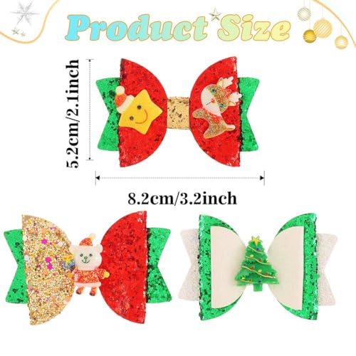 JONKY Christmas Hair Bow Clip Snowflake Xmas Tree Holiday Barrette
