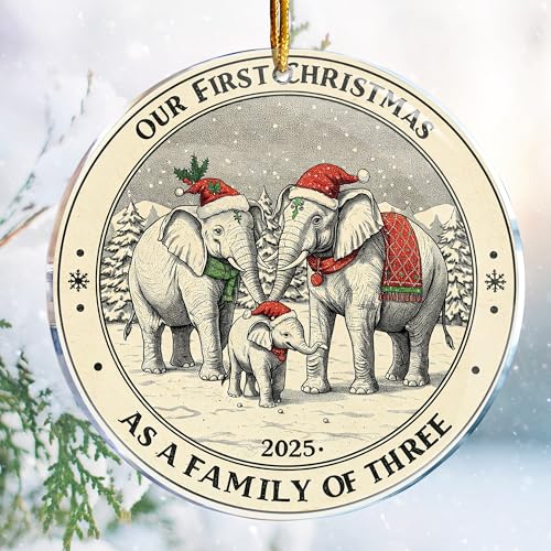 First Christmas Family Ornament Elephant 3.6in Funny Holiday Decor Gift