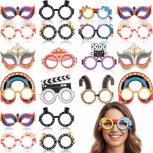 24 Pcs Movie Night Paper Glasses - Fun Photo Booth Props