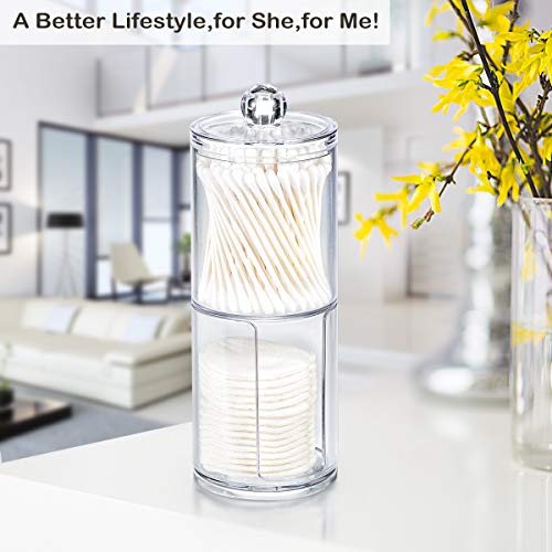 SheeChung 2-Pack Acrylic Cotton Holder Canisters - Vanity Storage