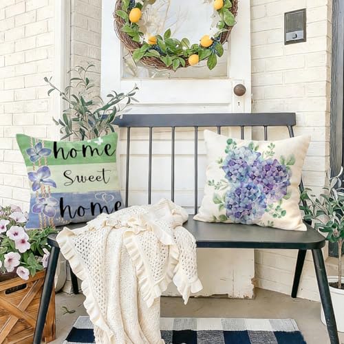 RABUSOFA Waterproof Hydrangea Throw Pillow Covers 20x20, Set of 4