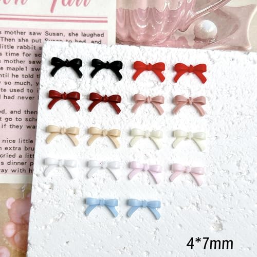400PCS 3D Resin Bow Nail Charms Colorful Flatback Bowknot Gems for DIY