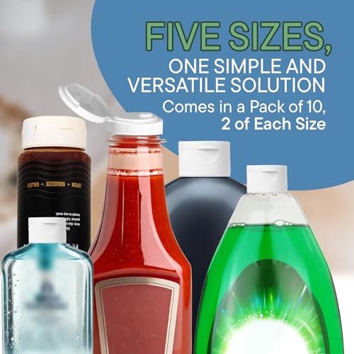 10-Pack Bottle Emptying Cap Kit - 5 Sizes (20mm-38mm) Reusable Leak-Proof