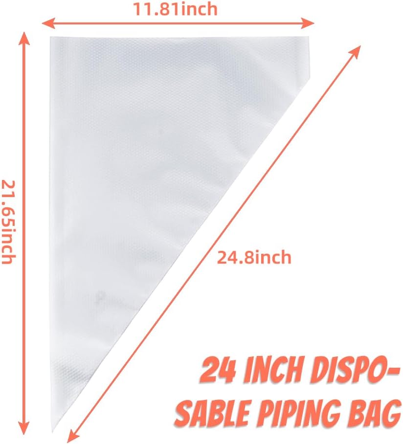Skiennix 24-Inch Extra Large Disposable Piping Bags - 50 Pack Heavy Duty for Frosting & Cake Decorating