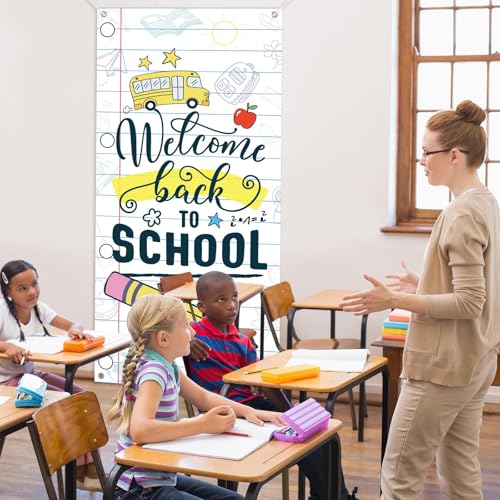 Welcome Back to School Door Cover - 72.8" Fabric Banner & Photo Backdrop