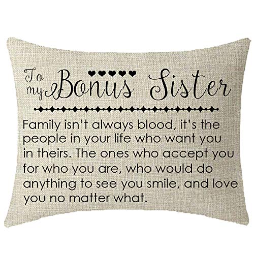 Bonus Sister-in-Law Gift Decorative Pillow Cover, 12x20 Cream Lumbar Case