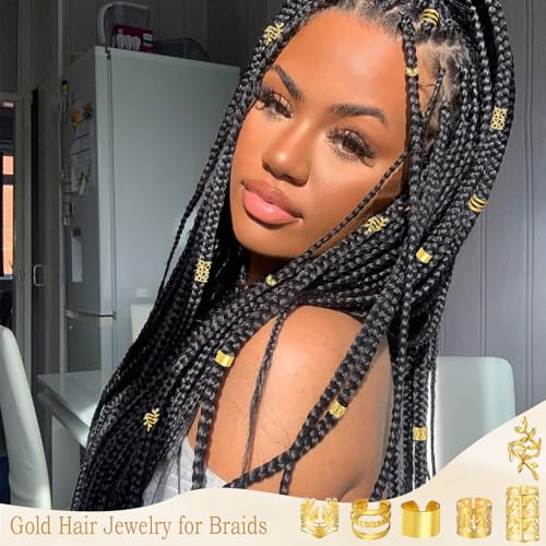 48 Pcs Metal Hair Jewelry for Braids Adjustable Dreadlock Cuffs