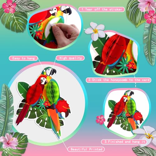 Tropical Birds Parrot Honeycomb Cutouts - 6 Pack for Luau Party