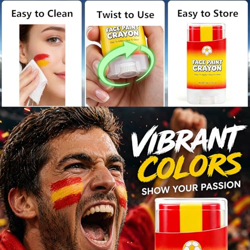 Lulesi Spain Flag Face Paint Stick - Sweat-Proof Sports Body Paint