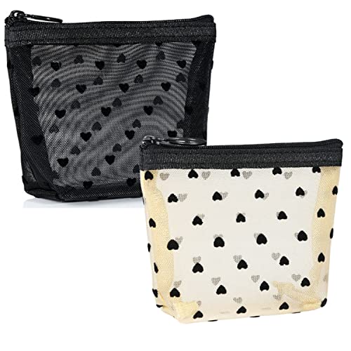 VEDO SHIPIN Zipper Mesh Makeup Bag - Portable Small Travel Cosmetic Pouch