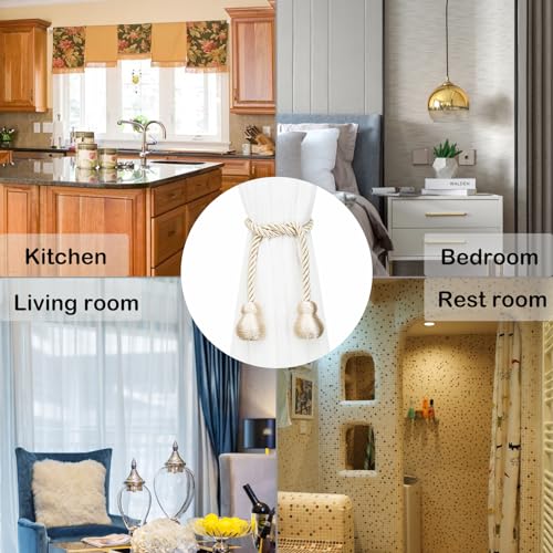 Beige Magnetic Curtain Tiebacks - 2 Pack Decorative Holders