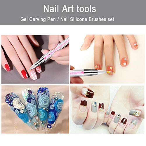 Bysiter 10-Piece Dual-Ended Nail Art Silicone Brush and Dotting Tool Set