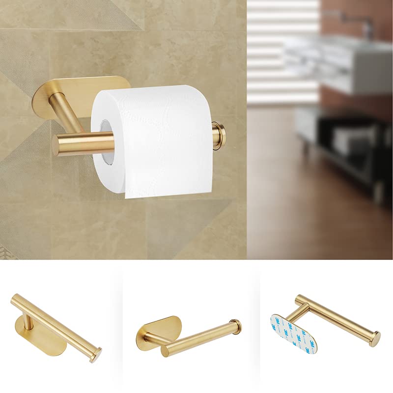 Gold Self-Adhesive Toilet Paper Holder - Premium SUS304 Steel