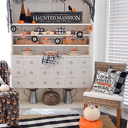 PANDICORN Halloween Throw Pillow Covers 18x18, Set of 4 Spooky Farmhouse