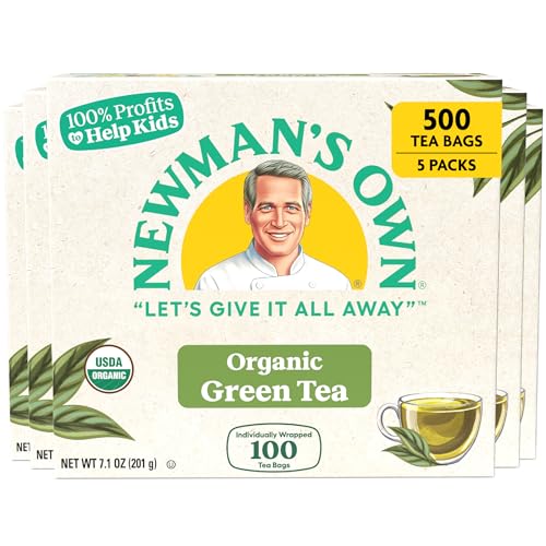 Newman's Own Organic Green Tea, 100 Count Tea Bags (Pack of 5)