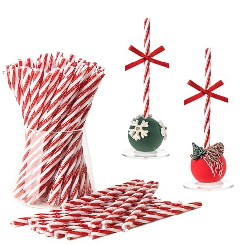 Dark Red Christmas Candy Cane Sticks 50pcs Decorative Ornaments for Hot Chocolate & Drinks