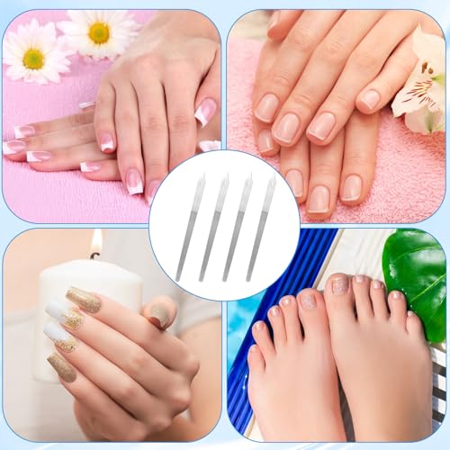 Kifmurase 4-Pack Diamond Metal Nail Files with Pointed Tip