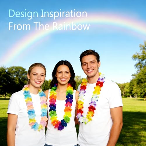 9 Count Rainbow Hawaiian Leis Set – Tropical Party Decorations