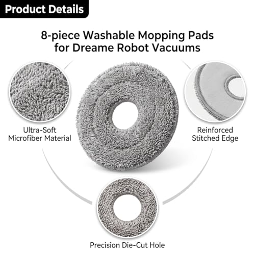 8-Pack Replacement Mop Pads for Roborock Q Revo Series Robot Vacuums
