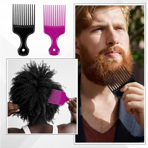 2-Piece Afro Pick Hair Comb Set Wide Tooth Detangling Combs
