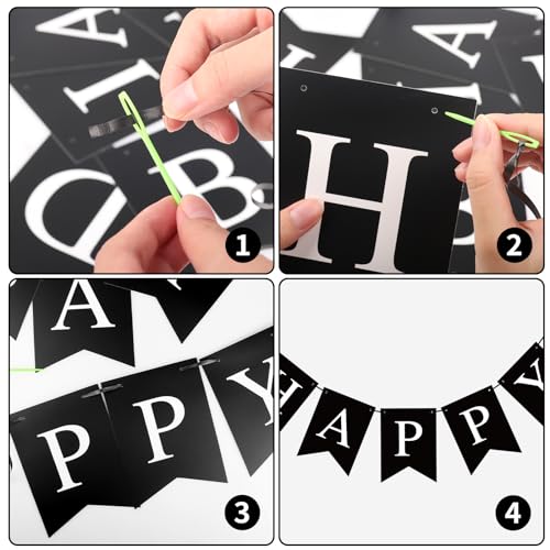 Black Happy Birthday Banner for Kids & Adults - Party Decoration