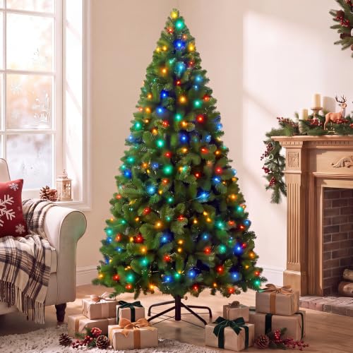 9ft Green Multi-Color LED Pre-Lit Artificial Christmas Tree with 8 Lighting Modes