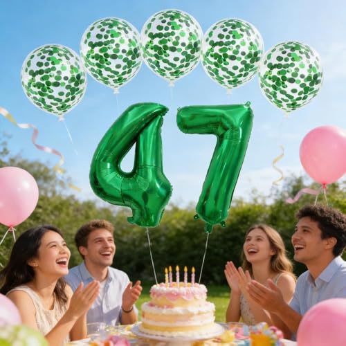 Green 32" Foil Balloons Set for 47th Birthday & Anniversaries
