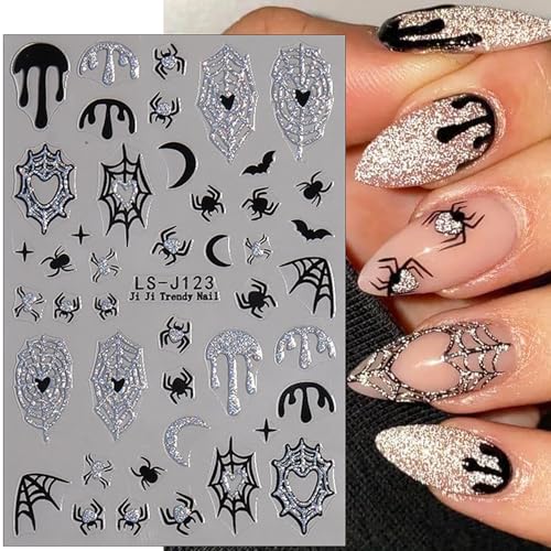 Halloween Nail Art Stickers 3D Self-Adhesive Ghost Bat Decals (6 Sheets)