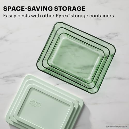 Pyrex Colors Tinted (11 Cup) Large Rectangular Food Storage Container, Snug Fit Non-Toxic Plastic BPA-Free Lids, Freezer Dishwasher Microwave Safe