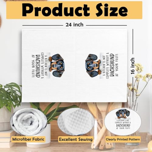 Funny Dachshund Kitchen Towels Waffle Weave Soft Dishcloths