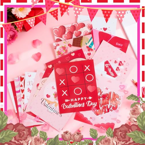 16 Pcs Valentine Wall Art Prints - Romantic Love Heart Posters, 8x10 Inch