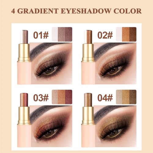 TEEROVA Glitter Eyeshadow Stick - Three-Tone Shimmer Gradient Eye Shadow Pen 02#