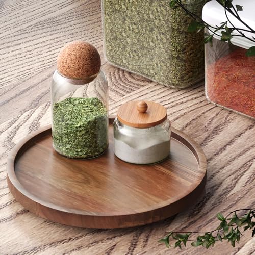 VERTORGAN Bamboo Lazy Susan Organizer - 360° Rotating Tray, 8.6 Inch