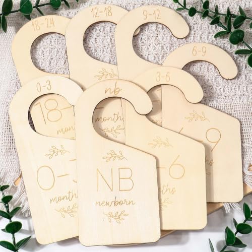 7 Wooden Baby Closet Dividers for Newborn to 24 Months Organizer