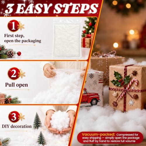 Fake Snow for Christmas Decorations - 10.58 Ounce Artificial White Cloud Fluff