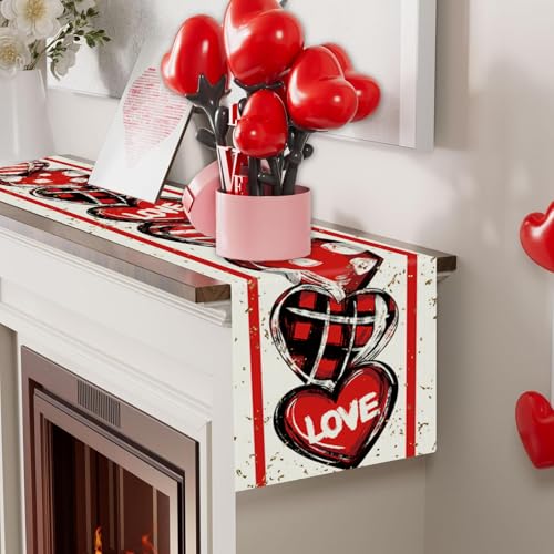 Valentine's Table Runner 72x13 Inch - Love Heart Design for Dining