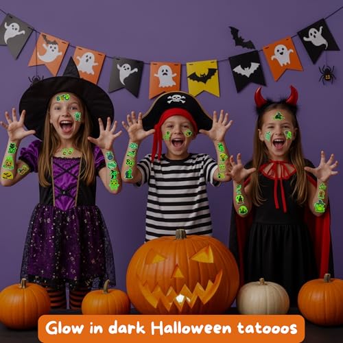 Glow in the Dark Halloween Temporary Tattoos - 60 Pcs Party Favors