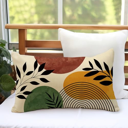 Boho Geometric Lumbar Pillow Cover 20x12 - Cotton Linen